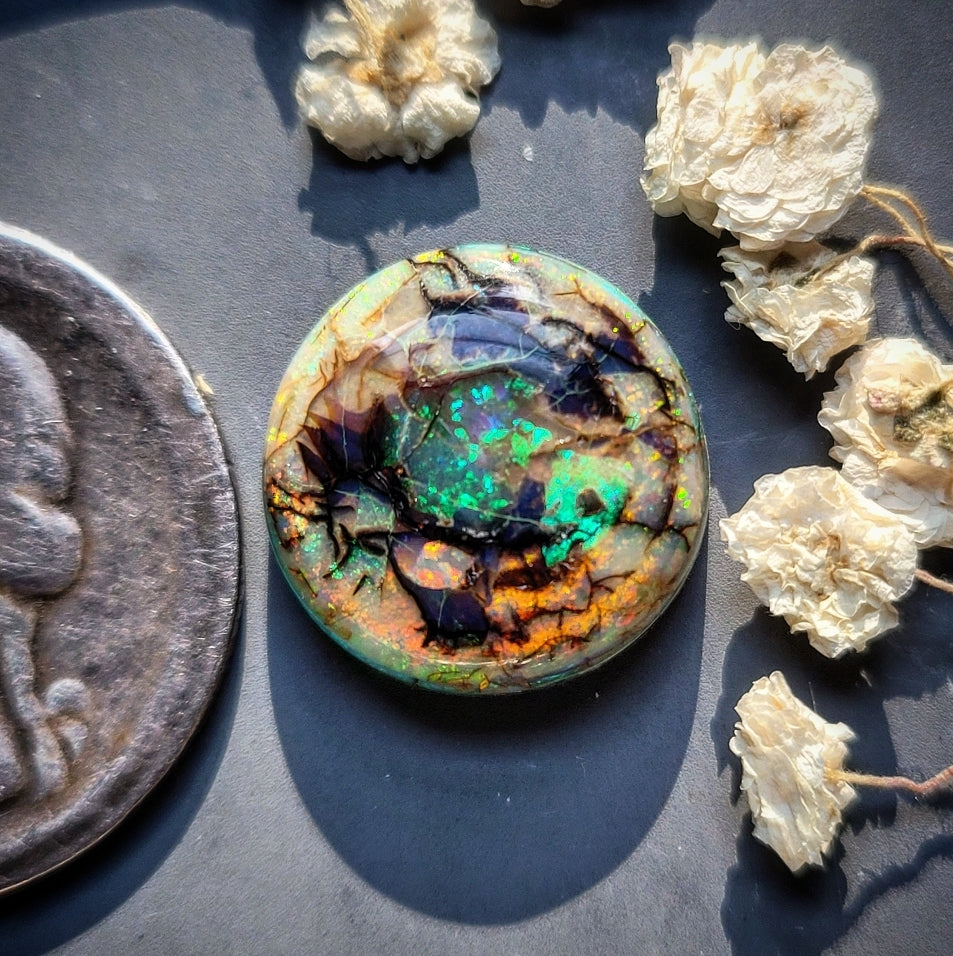 Monarch Opal Round 15mm Cab | Turquoise Obsession