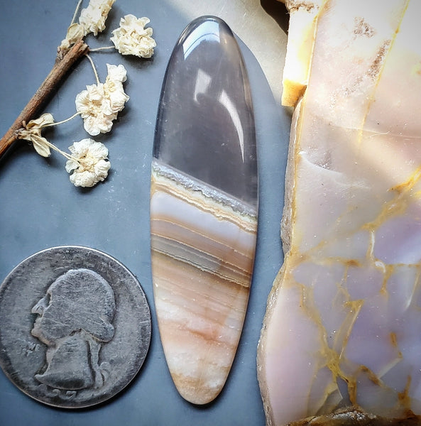 Saturn Chalcedony Long Oval Cabochon