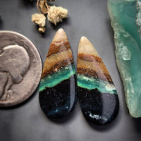 Gem Silica in Matrix Earring  Pair Cabochon