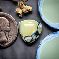 Natural Polychrome White River Trillion Cabochon