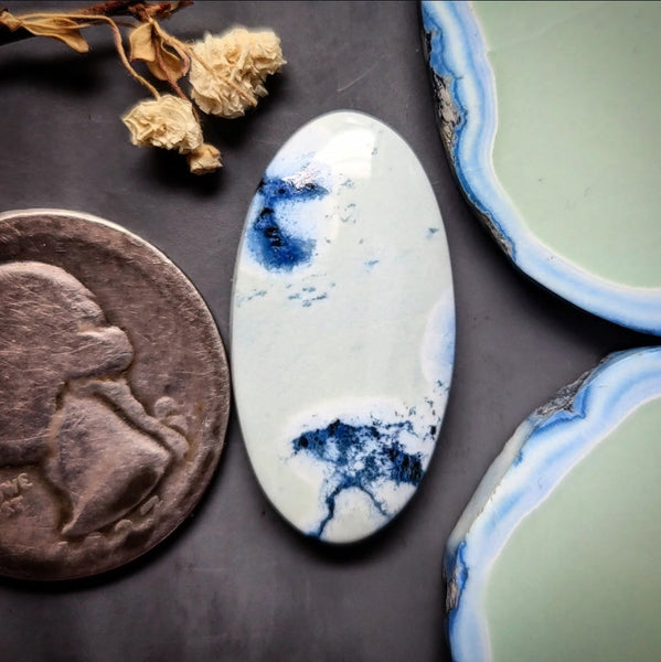 Natural Polychrome White River Oval Cabochon