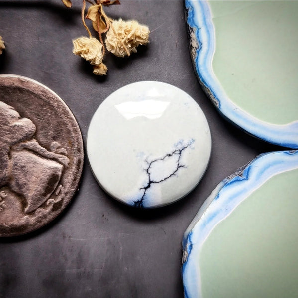 Natural Polychrome White River Round Cabochon