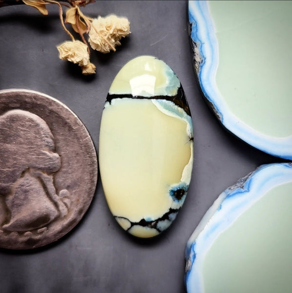 Natural Polychrome White River Oval Cabochon