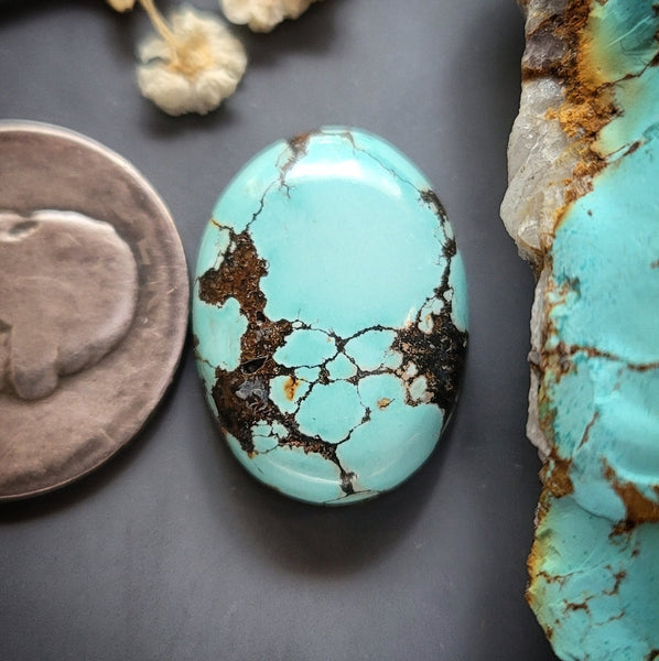 Natural Moon River Turquoise Oval Cabochon