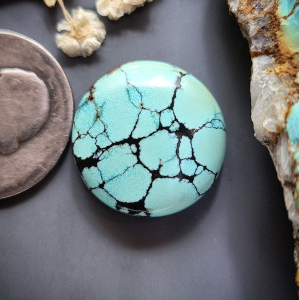 Natural Moon River Turquoise Round Cabochon